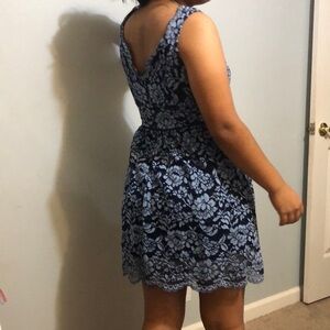 Elegant Blue Lace Dress